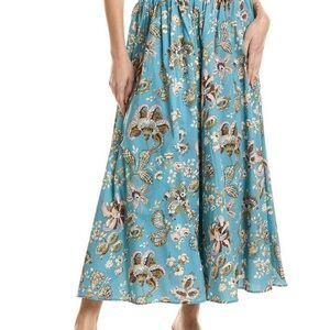 NWT Elie Tahari Elegant Floral Maxi‎ Skirt in Blue